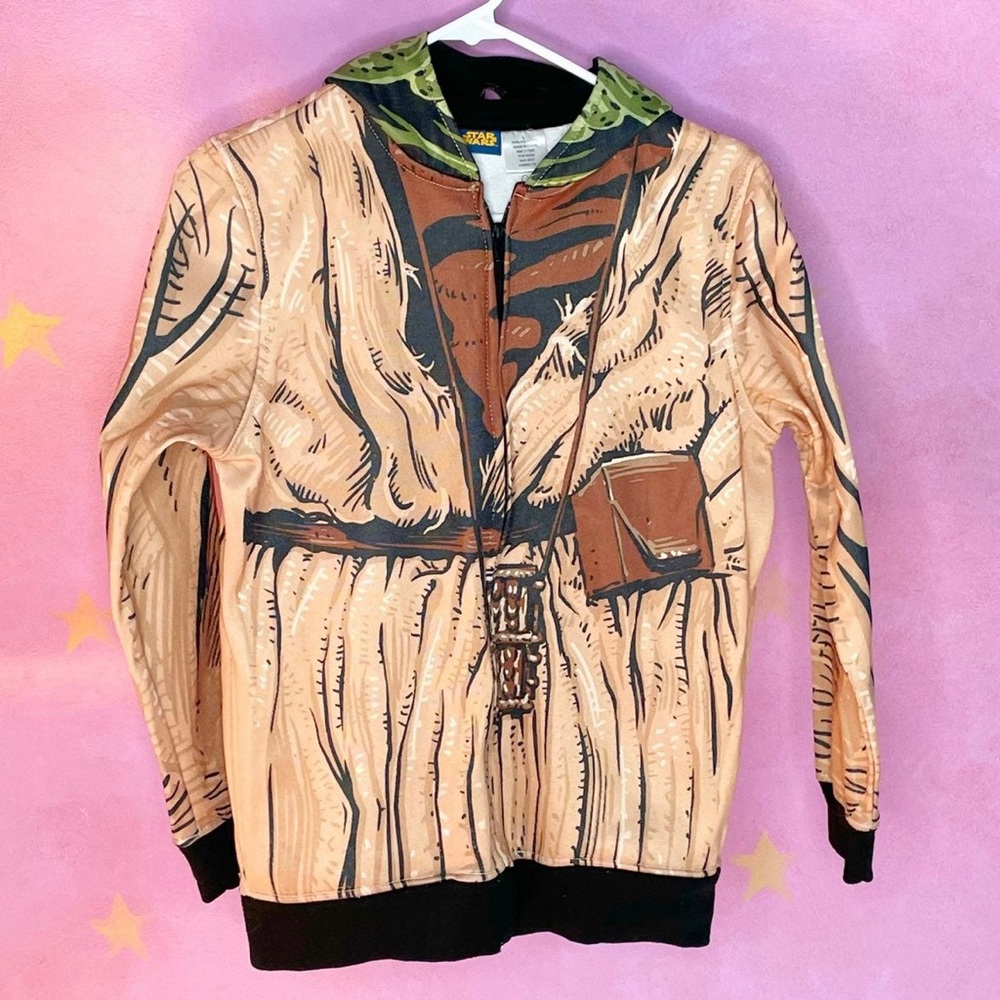 Star Wars Yoda Zip Sweatshirt Hoodie Boys Large